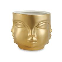 Cachepot "Rosto" Dourado Em Ceramica 14,5x17 cm M02 - D'Rossi Cachepot "Rosto" Dourado Em Ceramica 14,5x17 cm M02 - D'Rossi