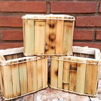 Cachepot Rústico Retangular de Bambu Natural 13cm L x 11cm A