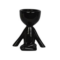 Cachepot Vaso Bob Meditando Preto Para Plantas Suculentas
