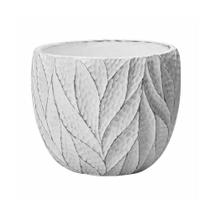 Cachepot Vaso em Cimento Folhagem Branco 17 x 15cm - MART