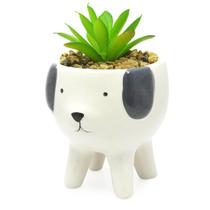 Cachepot Vaso Vasinho Com Suculenta Plantinha Cachorro