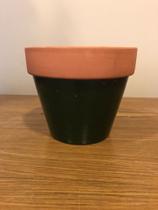 Cachepot verde com borda de ceramica Cachepot verde com borda de ceramica