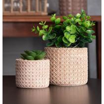 Cachepot Wolff de Cerâmica com Suculenta Treliça 7,5cm