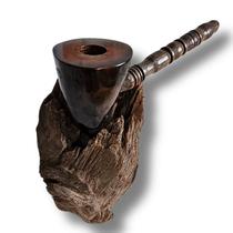 Cachimbo de Nó de Pinho e Haste de Madeira Nobre Torneada
