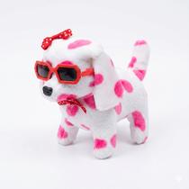 Cachorrinho Colorido Pelúcia Dalmata Anda e Late a Pilha com Óculos XF-0116 Brinquedo Fofo Modelo:Pink