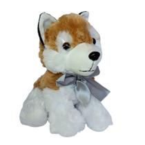 Cachorrinho De Pelúcia Husky Siberiano Com Laço 24cm Lindo