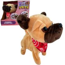 Cachorrinho Marrom PlayFull Pets Passeio Com Som Anda E Late - Toyng