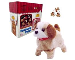 Cachorrinho Pelúcia Pula Anda Late Cambalhota Cachorro Brinquedo Infantil Bebê