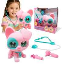 Cachorrinho Pet Dodói Brinquedo Veterinário com Acessórios Seringa, Estetoscópio Cachorrinho Pet Dodói Brinquedo Veterinário com Acessórios Seringa, Estetoscópio