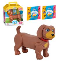 Cachorrinho Salsicha Em Vinil Com Coleira Vermelha Casinha E Itens Surpresa My Fun