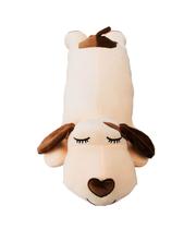 Cachorro Bege Comprido Deitado Dormindo 74cm Pelúcia