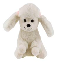 Cachorro Branco Poodle Laços Sentado 25cm Pelúcia