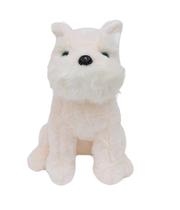 Cachorro Branco Schnauzer Sentado 28Cm - Pelúcia