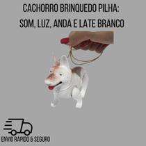 Cachorro Brinquedo Pilha: Som, Luz, Anda e Late - Branco