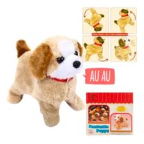 Cachorro de Pelúcia Interativo Anda, Late, Pula e Cambalhota - Brinquedo Infantil Pilha