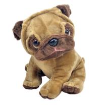 Cachorro De Pelúcia Pug Marrom 16 Cm Altura Sentado Lado