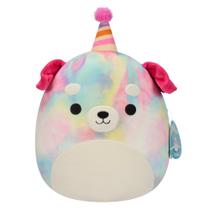 Cachorro de pelúcia Squishmallows Original Delenne Rainbow Tie-Dye, 30 cm