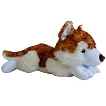 Cachorro Husky Siberiano de Pelúcia Deitado 55cm Marrom - Sunn Toys