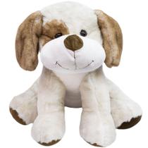 Cachorro Mancha Marrom Olho Sorrindo Sentado 29cm - Pelúcia - Fofy Toys