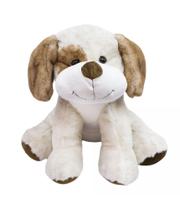 Cachorro Mancha Marrom Olho Sorrindo Sentado 36cm - Pelúcia - Fofy Toys
