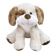 Cachorro Mancha Marrom Olho Sorrindo Sentado 40cm - Pelúcia