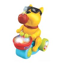 Cachorro Musical Batento Tambor Soltando Vapor Led Brinquedo