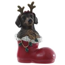 Cachorro natalino c/ pisca-pisca na bota - 15cm