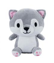 Cachorro Pelúcia Cinza Sentado Fofinho 22cm Cachorro Pelúcia Cinza Sentado Fofinho 22cm