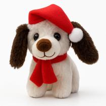 Cachorro Pelucia Natal C/ Gorro Wincy Branco NTD13787 Cachorro Pelucia Natal C/ Gorro Wincy Branco NTD13787