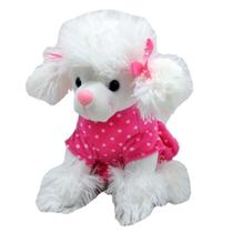 Cachorro Pelúcia Poodle Branco 22 Cm Comp. Com Roupinha