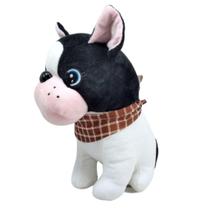 Cachorro Pelúcia Preto/Branco 26cm - Decorativo e Lavável