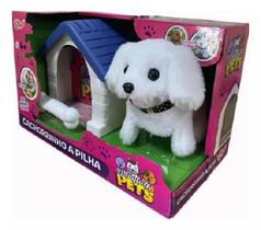 Cachorro Playfull Pets Branco Com Casinha e Osso Anda e Late - Toyng