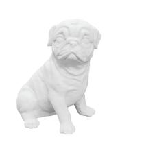 Cachorro Pug branco 3D - 12 cm