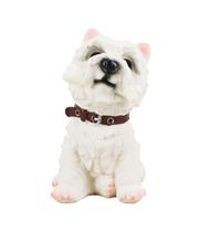 Cachorro Pug ou White Terrier Mordendo Osso 19cm Resina Animais