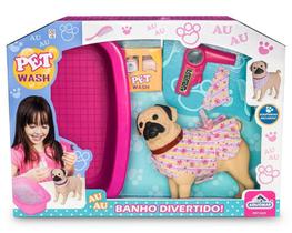 Cachorro Pug Pet Shop Banho C/Acessorios Adijomar Brinquedos