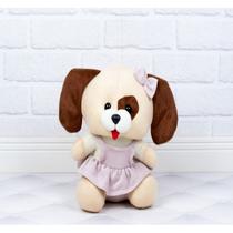 Cachorro sapeca vestido pelucia 22 cm.