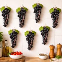 Cachos De Uva Preta Decoração Fruta Artificial 35cm Kit 8pçs