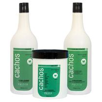 Cachos Kit Prizer Shampoo 1L + Máscara 1Kg + Leave in 1Kg