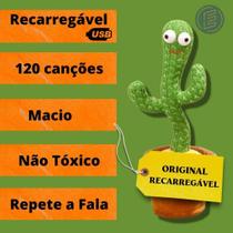 Cacto Dançante E Falante Toca Música Repete A Fala E Dança - Bateria USB Recarregável - Classe E