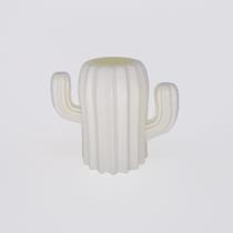 Cacto decorativo de plástico para casa, eventos e escritorio e vaso de flores - Branco