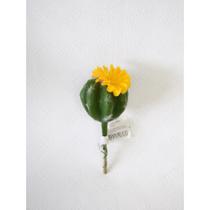 Cacto em Plástico Verde c/ Flor Amarela 12cm - H8