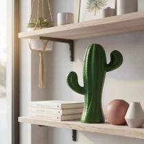 Cacto Fino Verde Escuro de Ceramica Enfeite Decoração Cacto Fino Verde Escuro de Ceramica Enfeite Decoração