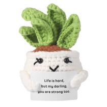 Cactus Doll NQEUEPN Positive Cactus Crochet com cartão de incentivo