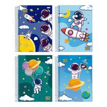 Cad. Espiral Jandaia Universitário Galaxy Club Space - Capa Dura 1 Matéria 80 Flh - Emb. c/ 4 UN. Sortidas