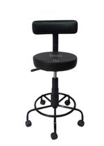 Cad. mocho podologo estética c/ regulagem de altura a gás tatuador manicure-base apoio de pés corano quadriculado preta Cad. mocho podologo estética c/ regulagem de altura a gás tatuador manicure-base apoio de pés corano quadriculado preta