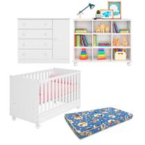 Cada Detalhe Pensado P Bebê Conjunto Berço Cômoda com Nicho Colchão Ortobom Branco Qmovi