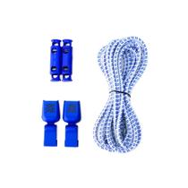 Cadarço Elástico HUPI LACES Branco Risca Azul Cadarço Elástico HUPI LACES Branco Risca Azul