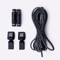 Cadarço Elástico HUPI Laces Preto com Duas Riscas Cinza