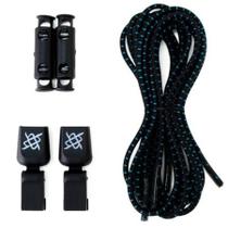 Cadarço Elastico HUPI Laces Preto Risca Azul Cadarço Elastico HUPI Laces Preto Risca Azul