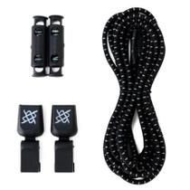 Cadarço Elastico HUPI Laces Preto Risca Prata Cadarço Elastico HUPI Laces Preto Risca Prata